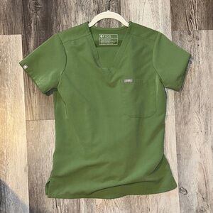 Figs Fern Green V-Neck Scrub Top